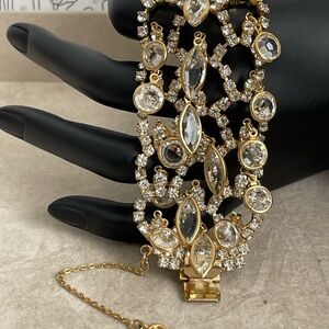 Luxurious Gold Crystals and Clear Bezel Set Waterfall Bracelet  7” Inches